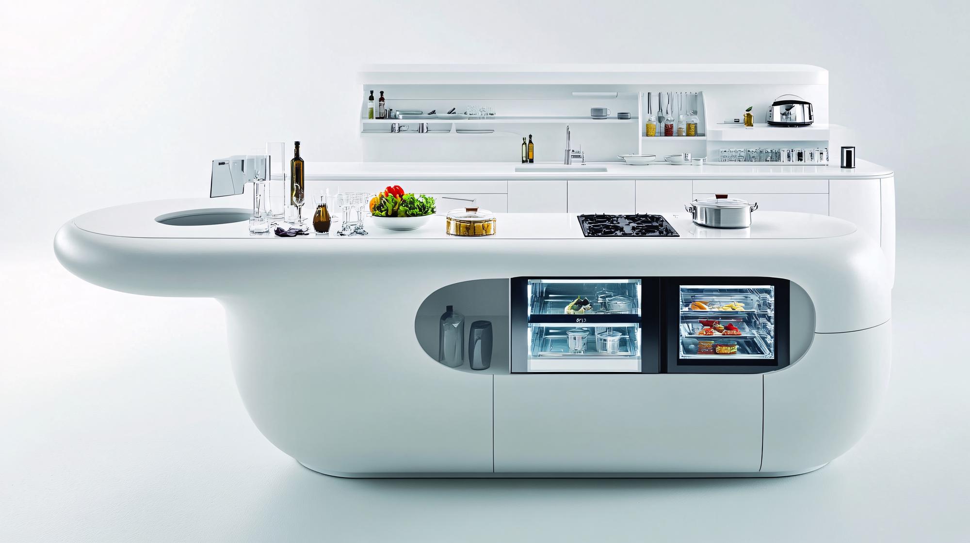 Cucina high-tech con schermo ricette